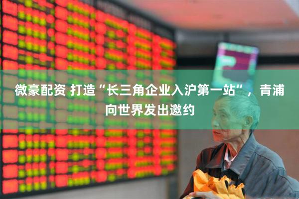 微豪配资 打造“长三角企业入沪第一站”，青浦向世界发出邀约