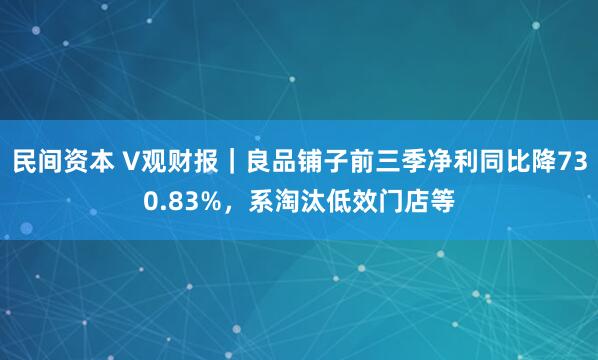 民间资本 V观财报｜良品铺子前三季净利同比降730.83%，系淘汰低效门店等