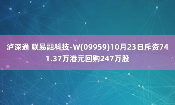 泸深通 联易融科技-W(09959)10月23日斥资741.37万港元回购247万股